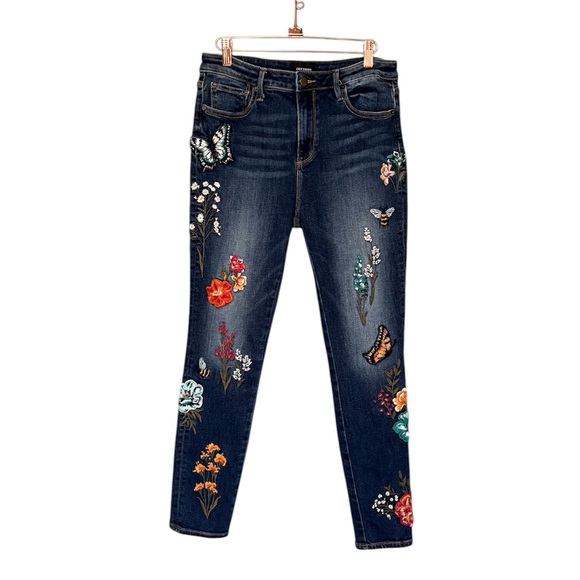 DRIFTWOOD Denim - DRIFTWOOD Jackie High Rise Butterfly Garden Women’s Embroidered Skinny Jeans 30
